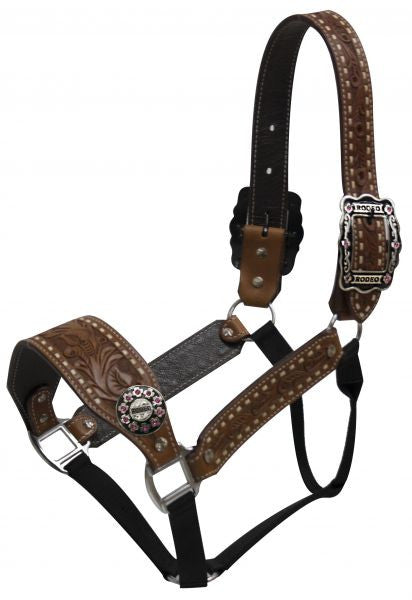 Showman ® Belt Halter with Rodeo Conchos and Buckles. – Dark Horse