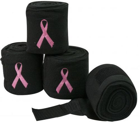 Black fleece polo wraps with embroidered pink ribbon.