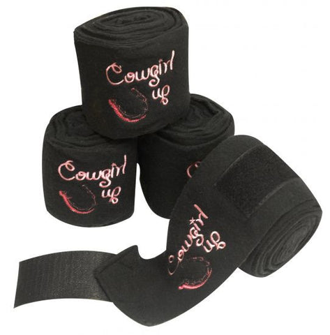 Black fleece polo wraps with embroidered " Cowgirl Up"