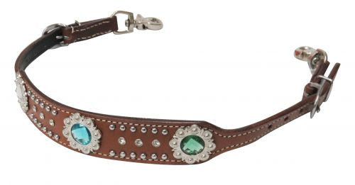 Showman Leather Wither Strap with Crystal Conchos