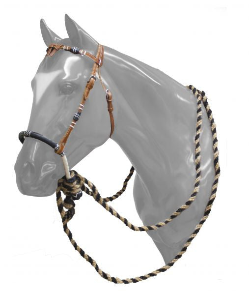 Showman ® Company – Tack headstall Horse futurity bosal knot a Dark with leather braided rawhide