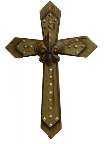 Montana West ® 24" x 16" Wood cross with turquoise stones in center.