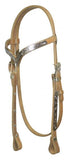 Showman ® Leather silver v brow headstall with reins.