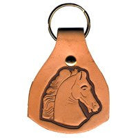 Leather Stamped Horse Head Key Fobs