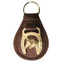 Leather 2 Horse Heads Key Fob