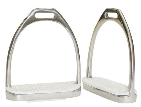 Showman ® 4" stainless steel English irons with white rubber tread