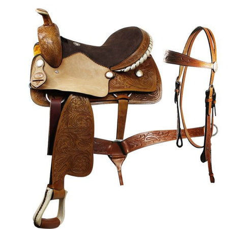 16", 17", 18" Double T pleasure saddle with matching headstall and breast collar.