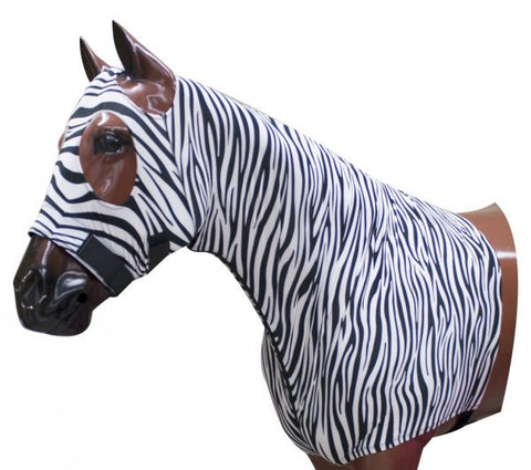 Showman Zebra Print Form fitting, breathable Lycra hood with zipper neck
