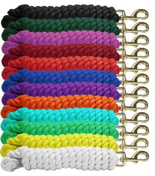 0.75" x 10' braided cotton lead with brass snap
