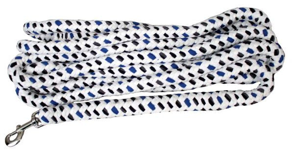 21' braided cotton multi-colored softy lunge line with nickel plated bolt snap