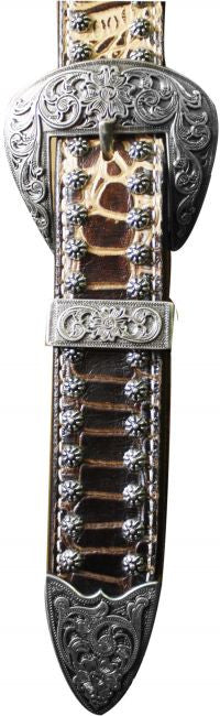 Showman ® Belt Style One Ear Headstall with Alligator print.
