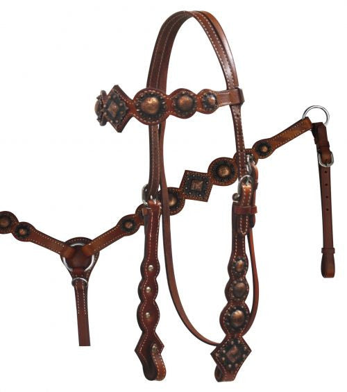 Showman ®  Vintage Style Headstall and Breast Collar Set.