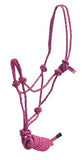 PONY size braided nylon cowboy knot rope halter with removable 7.5 ft lead.