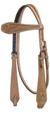 Showman ® Argentina Cow Leather Headstall with Basketweave and Floral Tooling.