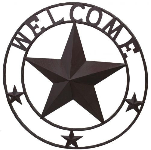 24" Welcome sign with raised star in the center.