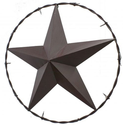 with 24" Wall hang with raised star in the center and barbed wire trim.