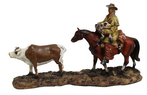 Montana West ® 8" X 5" Cowboy on horse with calf.