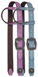 Showman ® One Ear Belt Style Leather Headstall with Colored Stingray Print.