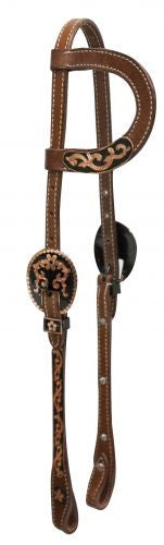 Showman ® Antique silver one ear headstall with copper accents.