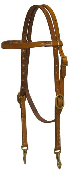 Showman ® Argentina cow leather headstall with solid brass buckles and bit snaps.