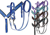 Showman ® HORSE SIZE Nylon headstall and breast collar set with grazing bit.