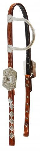 Showman ® Tooled Argentina cow leather show headstall with silver ear