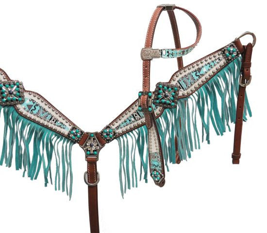 Showman ® " Arctic Aztec" Headstall and breast collar set.