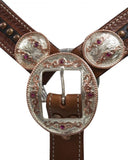 Showman ® Belt Style Leather Breast Collar with Rose Gold Accents.