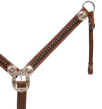 Showman ® Belt Style Leather Breast Collar with Rose Gold Accents.