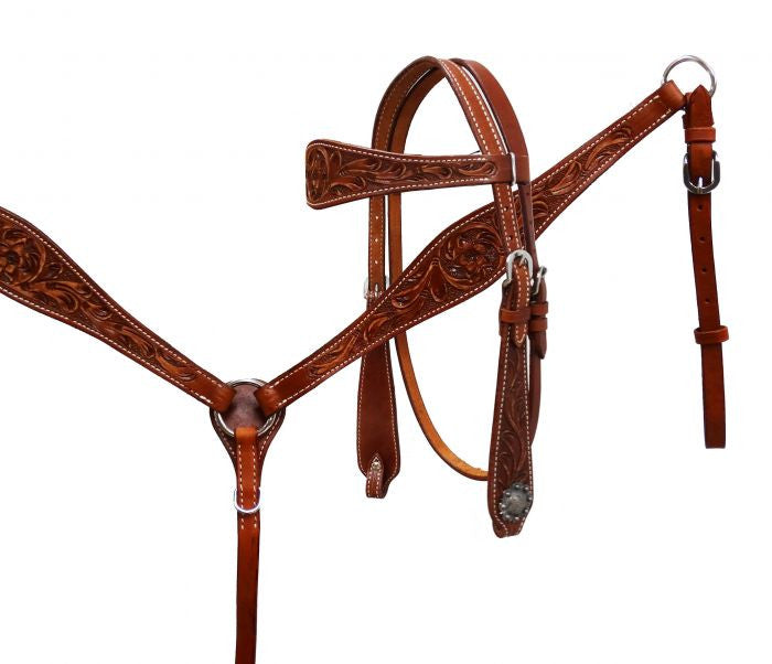 Showman® Argentina cow leather headstall and breast collar set.