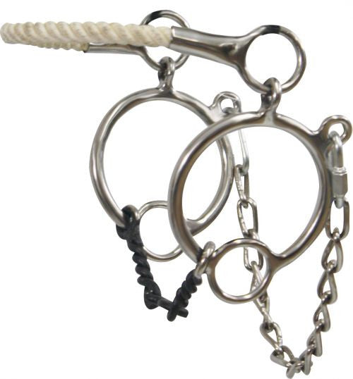 Showman ® Rope nose hackamore with dogbone snaffle