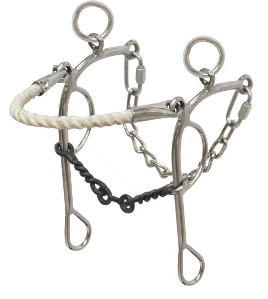 Showman ® stainless steel dog bone rope nose combo hackamore/gag.