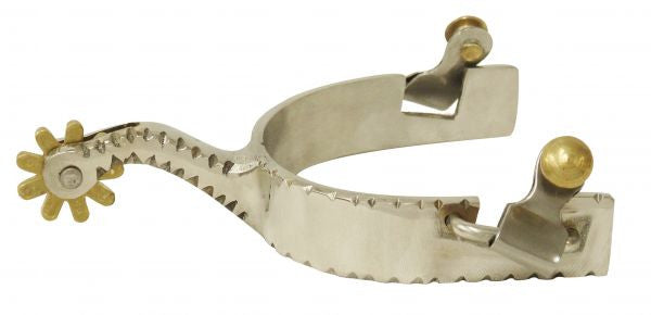 Showman® Men's stainless steel spurs with brass rowel.