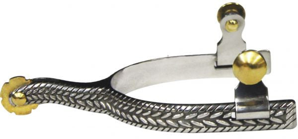 Showman™  Stainless Steel Spur with Rope Engraving.