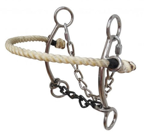 Showman ® Stainless steel combo hackamore with chain mouth.