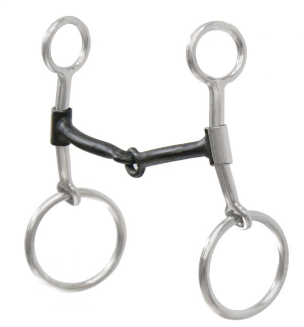 Showman ® Stainless steel sliding 5" broken, sweet iron mouth bit with large loose rings.