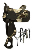 12" Double T  Synthetic saddle set with camo print seat and accents.