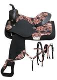 13" Double T  Synthetic saddle set with camo print seat and accents.