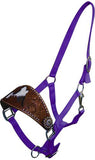 Showman ® nylon bronc halter with cut out hair on cowhide barrel racer.
