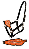Showman Hand painted feather noseband bronc style halter