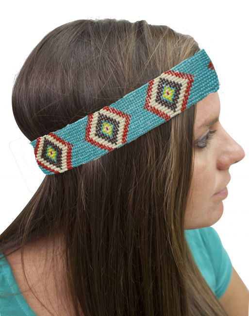 Multi color beaded headband with diamond pattern