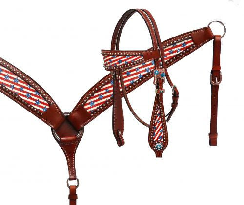 Showman ® Stars & Stripes headstall and breast collar set.