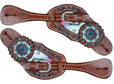 Showman ® Pastel Navajo diamond spur straps.