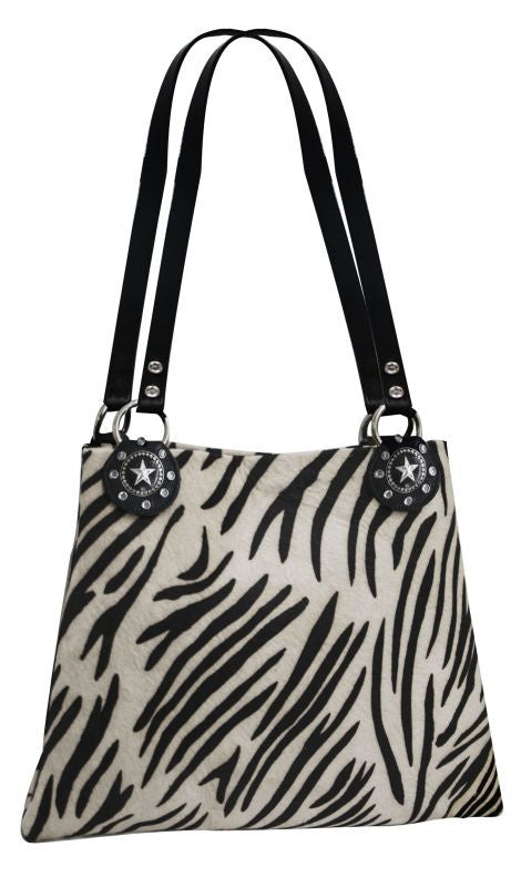 Showman ®  Hair on zebra handbag with Texas star concho