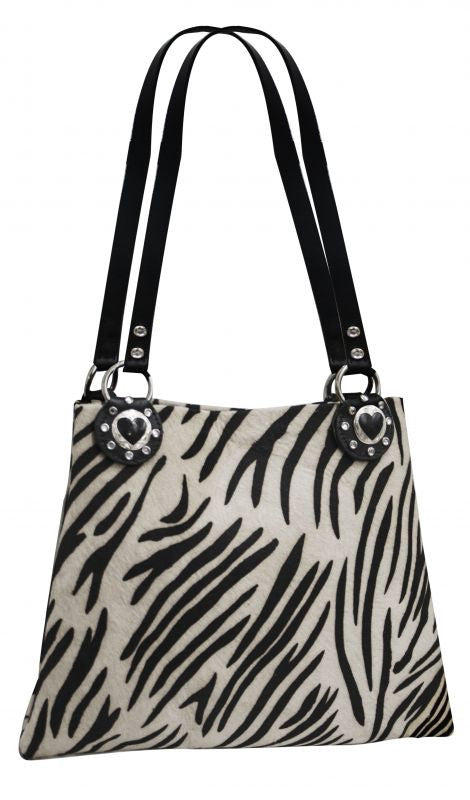 Showman ® Hair on Zebra handbag with Heart concho