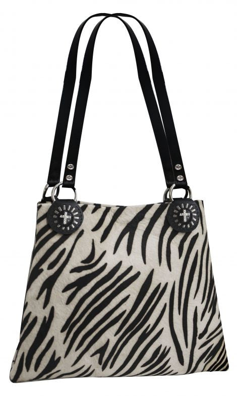 Showman ® Hair on Zebra handbag with Cross concho
