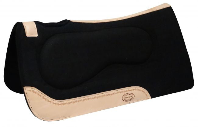 Showman ® 32" x 31" Black felt built up pad with Argentina cow leather trim.
