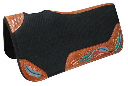 Showman ® 32" X 31" Contoured felt bottom saddle pad with painted wear leathers.