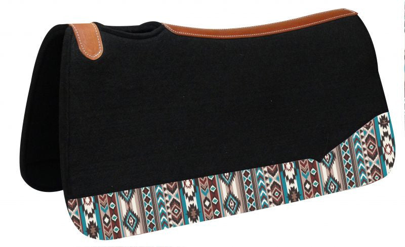 Showman ® 31" Wide x 32" black felt pad with Navajo print.
