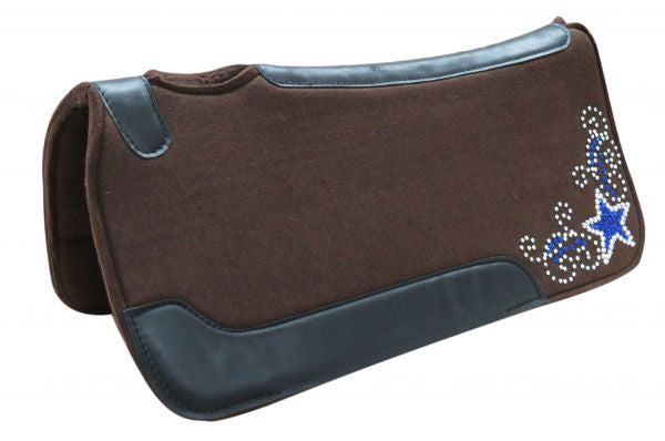 Showman ® 31" X 31" x 1" Black felt saddle pad with crystal rhinestone star design.